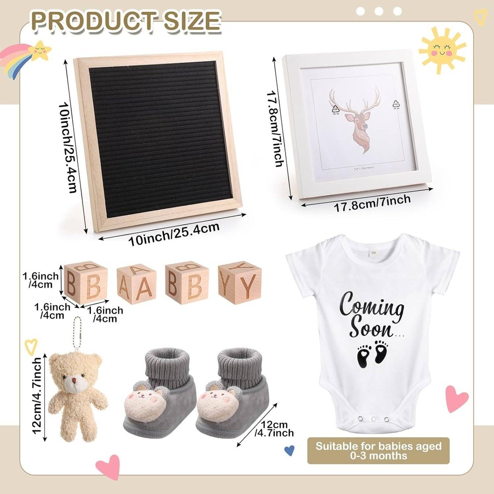Felt Letter Board Baby Announcement Photo Prop 9pc - Picture 3 of 8